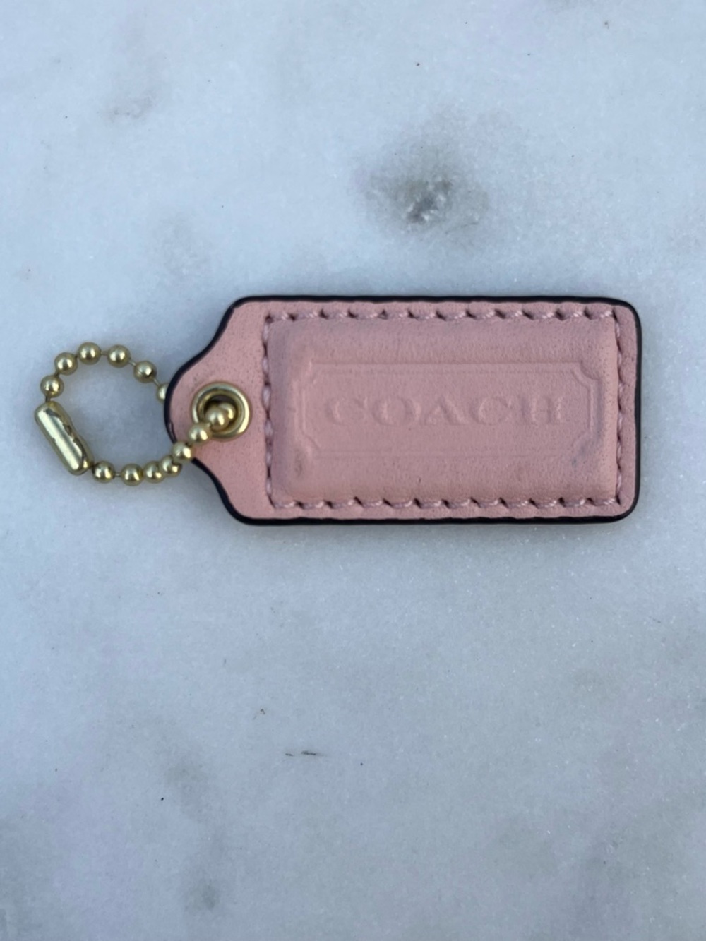 COACH Vintage Leather Hang Tag, Light Baby Pink